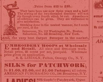 SEW JOURNAL Vintage Sew Ads - Coral - J Wecker Frisch - cotton quilting fabric - Riley Blake Designs