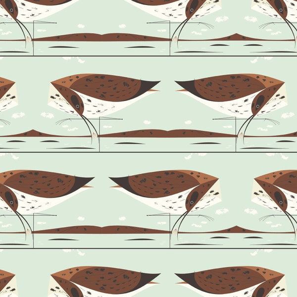 COASTAL - Curlew - Charley Harper - 100% organic poplin fabric yardage - Birch Fabrics