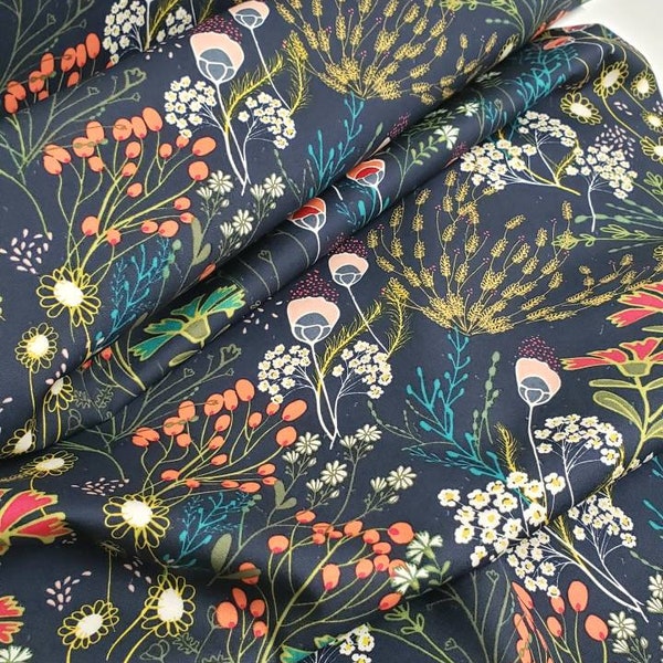 INDIE FOLK - Meadow Dim Navy Floral - Pat Bravo for Art Gallery Fabrics - cotton quilting fabric - IFL-46302