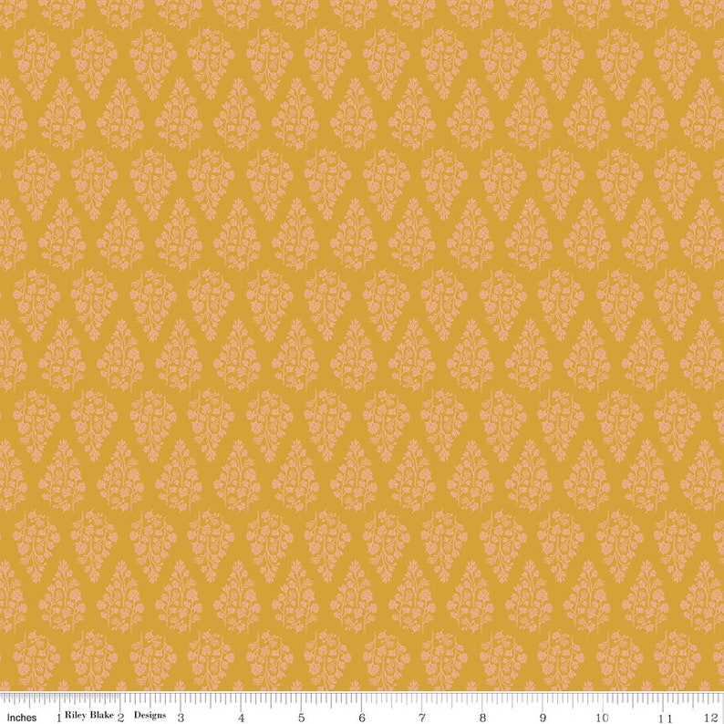 Colett Design PORCH SWING Stems Mustard Ashley Collett Design - 100% Cotton Quilting ...