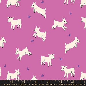 ANIMAL ANIMAL Baby Goats Heliotrope Ruby Star Society - 100% Cotton quilting fabric yardage - Moda Fabric