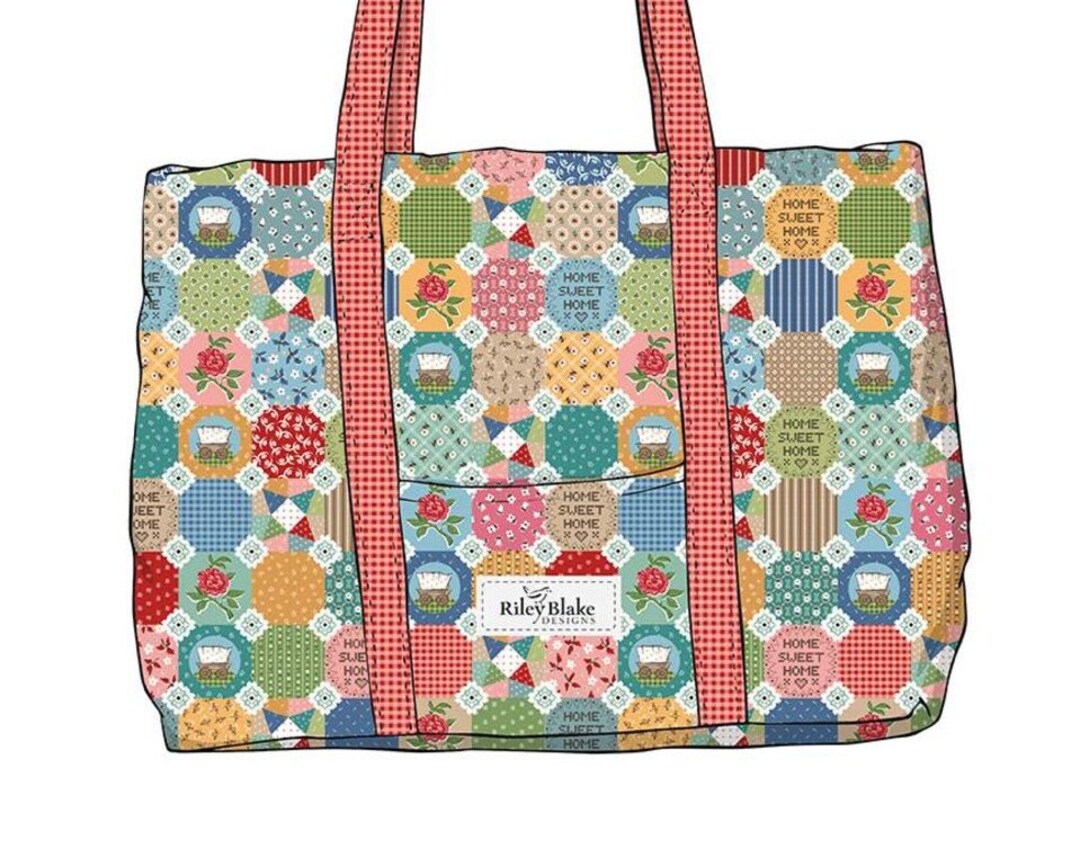 Quilted Fabric Bag PRAIRIE Lori Holt 12 High X 18 Across X 6 Deep Riley