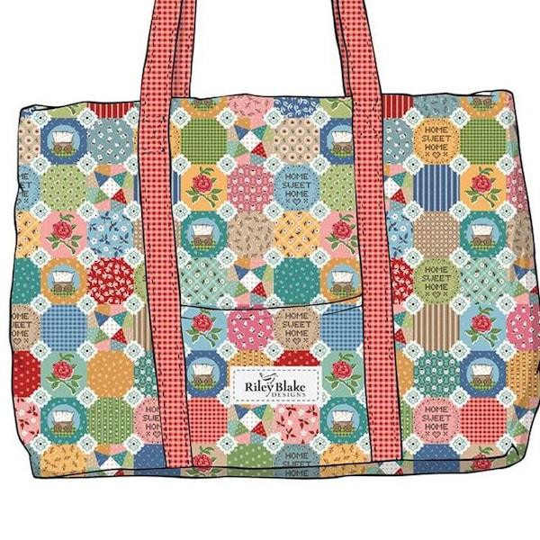 Quilted Fabric Bag PRAIRIE Lori Holt - 12" high x 18" across x 6" deep - Riley Blake Designs - Ready to Use - Premade Item