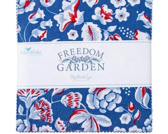 FREEDOM GARDEN Patriotic 5" Charm pack My Minds Eye Riley Blake Designs 100% cotton quilting fabric