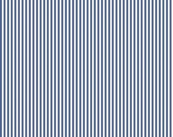 STRIPES Denim Blue 1/8 inch stripe on white by Riley Blake new 100% cotton quilting fabric