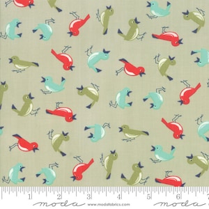EARLY BIRD Linen Birds Bonnie & Camille - 100% cotton quilting fabric yardage - Moda Fabric
