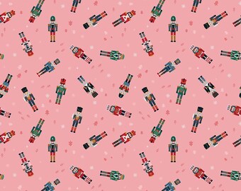 NUTCRACKER TRADITION Nutcracker Toss Sugar Pink Jennifer Long Christmas Fabric Riley Blake Designs - cotton quilting fabric yardage