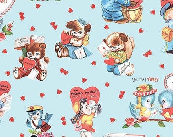 LOVE LETTERS Main Aqua - Valentine's day - Lindsay Wilkes - Cottage Mama - Riley Blake Designs - new cotton quilting fabric