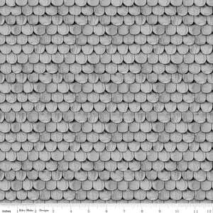 May include: A seamless pattern of gray, overlapping, semi-circular shapes, resembling roof tiles. The design is a repeating pattern, with a textured appearance. The image includes a ruler with inch measurements along the bottom.