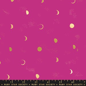 FIREFLY - Moon Phase - Berry - Gold Metallic - Sarah Watts - Ruby Star Society - Cotton yardage quilting fabric - Moda