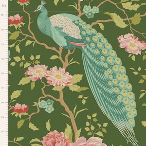 CHIC ESCAPE - Peacock Tree - Green - Tilda Fabrics - Tildas World - new 100% cotton quilting fabric yardage - Tone Finnager