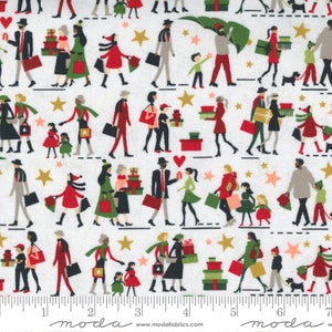 HUSTLE and BUSTLE - Gift Giving People - Holiday Shoppers - Blizzard - Christmas Fabric - Basic Grey - 100% cotton quilting fabric - Moda