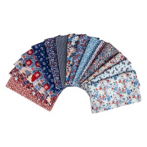 CARNABY COLLECTION Retro Indigo 15 Fat Quarter bundle Liberty of London 100% Cotton quilting fabric bundle image 2