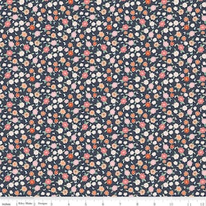 IN THE AFTERGLOW - Flowerbed - Dainty - Midnight - Minki Kim - 100% cotton quilting fabric yardage - Riley Blake Designs