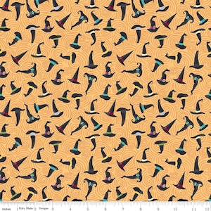 HAUNTED HOUSE - Orange Haunted Witch Hat - Carta Bella - Riley Blake Designs - Halloween - 100% cotton quilting fabric yardage