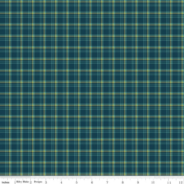 ARRIVAL OF WINTER - Plaid - Navy - Sandy Gervais - 100% cotton quilting fabric yardage - Riley Blake Designs