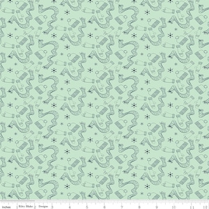 ARRIVAL OF WINTER - Gear - Mint - Sandy Gervais - 100% cotton quilting fabric yardage - Riley Blake Designs
