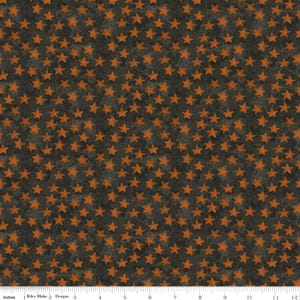 HALLOWEEN WHIMSY Whimsy Stars Off Black Orange Teresa Kogut - Halloween Fabric - 100% cotton quilting fabric yardage -Riley Blake Designs