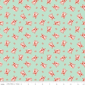 HOLIDAY CHEER - Ho Ho Santas - Mint - Christmas - My Minds Eye - 100% cotton quilting fabric; Riley Blake Designs