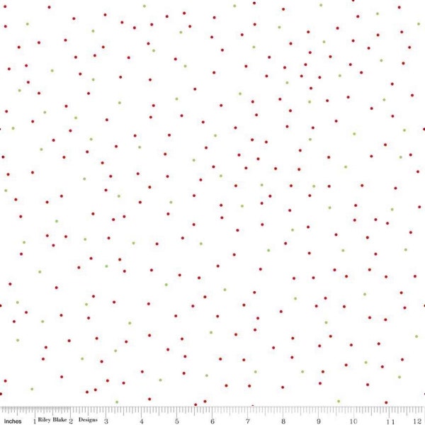 PIN DOT CHRISTMAS Red Green Dots Lori Holt - 100% Cotton Quilting Fabric - Riley Blake Designs