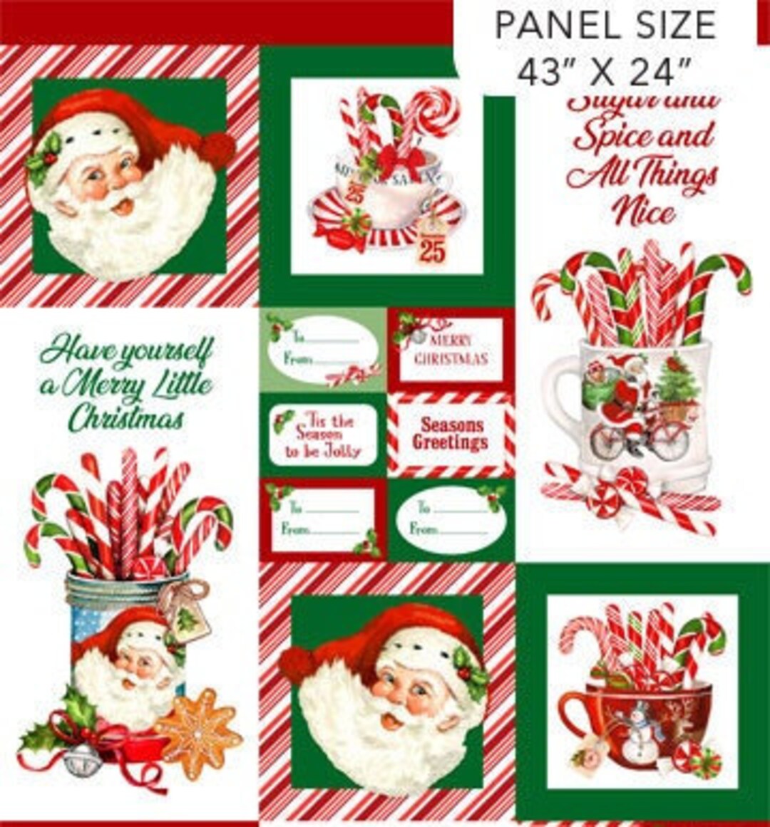 PEPPERMINT CANDY Santa Panel Christmas Panel 34 X 42 Michel Design