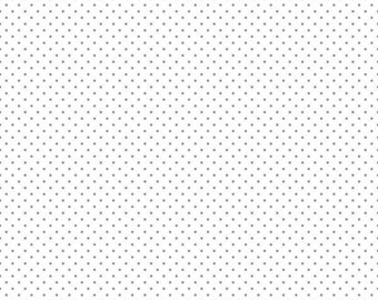 SWISS Dots - White SILVER METALLIC Polka Dots - Riley Blake Designs - new 100% cotton quilting fabric