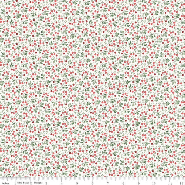 A WOODLAND CHRISTMAS - Frost Berry A - Liberty of London - 100% Cotton quilting fabric - Riley Blake Designs