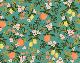 PRIMAVERA - Citrus Floral - Teal Floral - Rifle Paper Co - Cotton quilting yardage - Rp300-te3