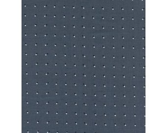 BLACK & WHITE - Blue Gray with Black and white dots - Cotton and Steel - 100% cotton quilting fabric yardage