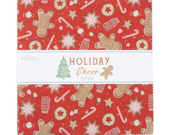 HOLIDAY CHEER - 10" Layer Cake - Christmas - My Minds Eye - 100% cotton quilting fabric - Riley Blake Designs
