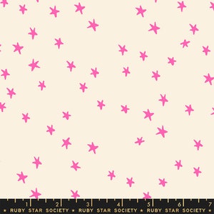 STARRY Neon Pink Alexia Abegg Ruby Star Society 100% Cotton quilting fabric yardage #36