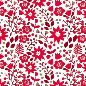 STARLIT HOLLOW - Floral - White - Metallic - Dashwood Studios; new 100% cotton quilting fabric yardage - Christmas - Holidays