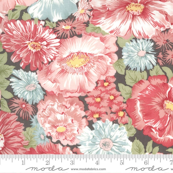 SANCTUARY - Flourish Floral - Shadow Gray - 3 Sisters - 100% cotton Quilting Fabric - Moda Fabrics