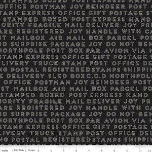 Christmas Delivery - Black with cream text - Carta Bella - Riley Blake new 100% cotton quilting fabric