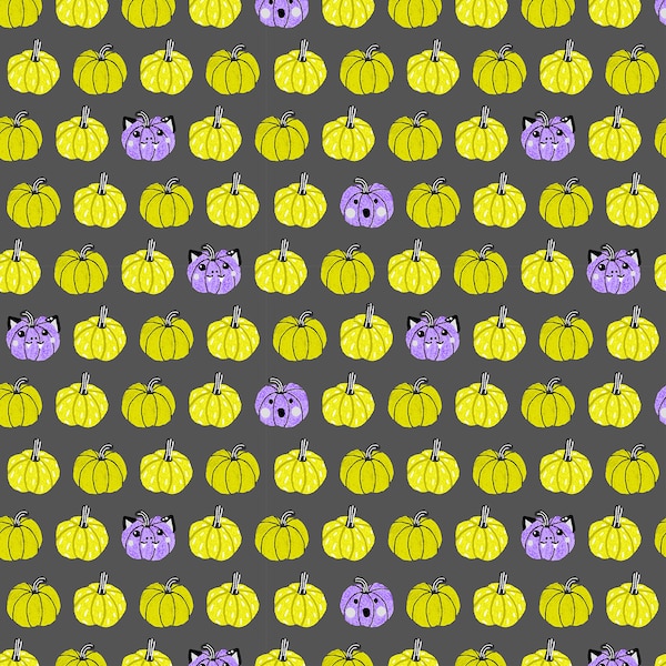 BRING Your OWN BOOS - Carve Away - Storm Cloud - Charcoal Pumpkins - Halloween - Cotton and Steel - cotton quilting fabric yardage