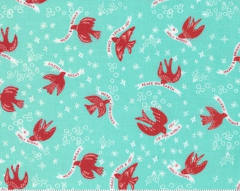 CHEER and MERRIMENT -Good Tidings Birds - Frost - Christmas - Fancy That Design House - Cotton quilting fabric yardage - Moda Fabrics