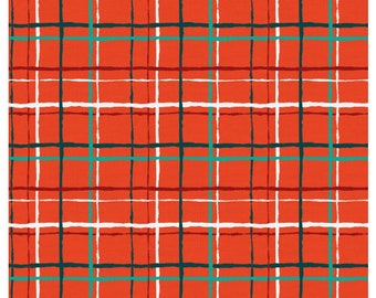 Plaid Teal Green Christmas PaintBrush Studios HANDMADE HOLIDAY 100/% cotton quilting fabric yardage Ampersand Design Studio