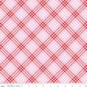 CHRISTMAS JOYS - Plaid - Pink - Christmas Fabric - Lindsay Wilkes - Cottage Mama - 100% cotton quilting fabric; Riley Blake Designs