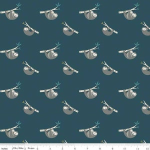 FLANNEL Joey Sloth Navy Flannel - new 100% cotton Flannel quilting fabric - Riley Blake Designs