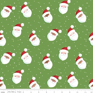 HOLLY HOLIDAY Santas Green Basil - Christopher Thompson - Christmas - Riley Blake Designs - 100% cotton quilting fabric