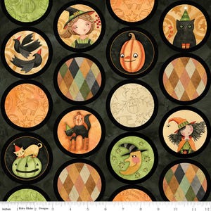 HALLOWEEN WHIMSY Whimsy Circles Off Black Teresa Kogut - Halloween Fabric - 100% cotton quilting fabric yardage -Riley Blake Designs