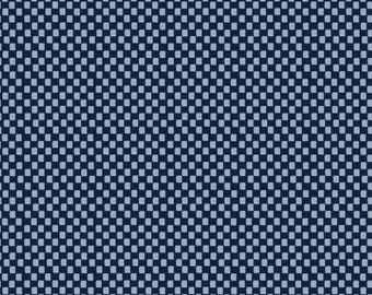 Wildwood Checkers Navy light blue; Rifle Paper Co - 100% cotton quilting fabric