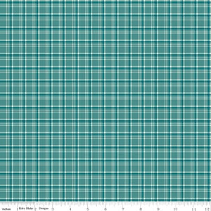 ARRIVAL OF WINTER - Plaid - Teal - Sandy Gervais - 100% cotton quilting fabric yardage - Riley Blake Designs