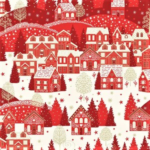 SCANDI CHRISTMAS 2022 - Scenic - Red - Gold Metallic - Makower UK - Andover Fabrics - 100 % Cotton quilting fabric yardage