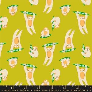 ANIMAL ANIMAL Sloth Pistachio Ruby Star Society - 100% Cotton quilting fabric yardage - Moda Fabric