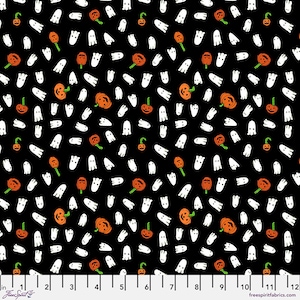 SCAREDY CAT - Trick or Treat - Black - Halloween - Rachel Hauer - 100% cotton quilting fabric yardage - Free Spirit Fabric