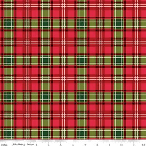 Christmas Memories - Green Red Black Cream Plaid - Riley Blake Designs new 100% cotton quilting fabric yardage