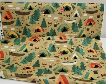 CAMPING CREW - Campgound in Bark Tan - RJR Fabrics - new 100% cotton quilting fabric