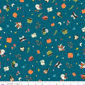 TINY TREATERS - Toss - Teal - Jill Howarth - Riley Blake Designs; Halloween - cotton quilting fabric