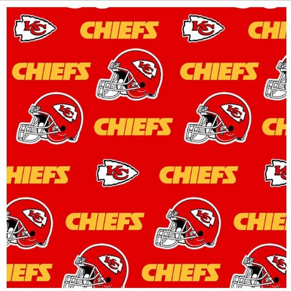 KANSAS CITY CHIEFS - Kansas City Football - NfL - Licensed Product - Cotton broadcloth yardage fabric - National Football League - 58" wide